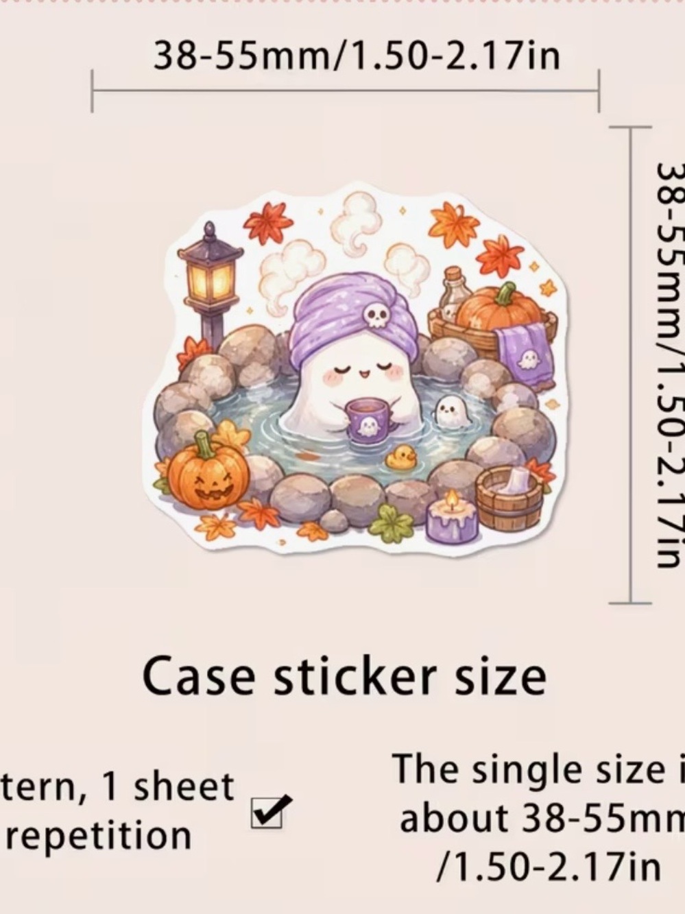 50 Halloween Cute Ghost Stickers Purple Orange Reading Baking Cleaning Desserts - Picture 12 of 16